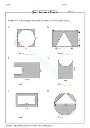 Find the Area of the Shaded Region Worksheets With Answers Find the Area of the Shaded Region Worksheets With Answers