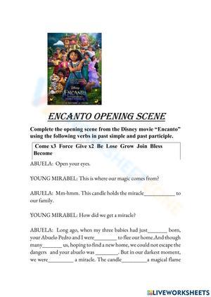 Explore the Opening Scene with Encanto Worksheet
