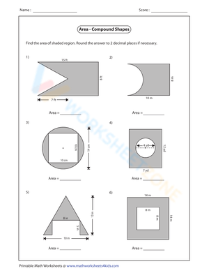 Calculate the Area of Compound Shapes Worksheet