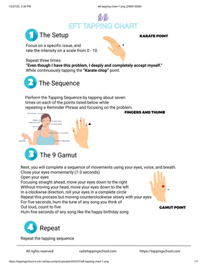EFT Tapping Chart Worksheet for Emotional Relief