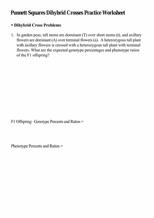 Essential Dihybrid Crosses Worksheet | Grade 9-12 Biology