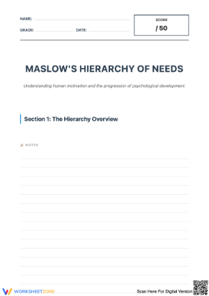 Understanding Maslow's Hierarchy of Needs Worksheet
