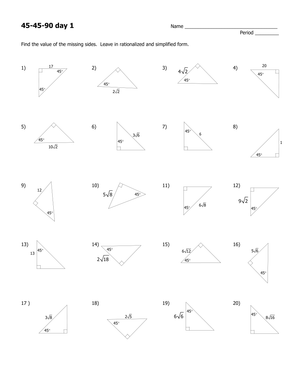 Mastering 45-45-90 Triangle Properties Worksheet