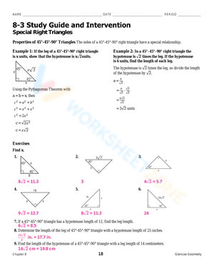Explore Properties of 45-45-90 Triangles Worksheet