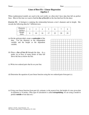 Updated Lines of Best Fit and Linear Regression