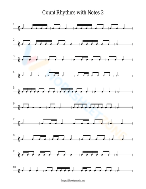 Counting Rhythms with Notes - Music Worksheet