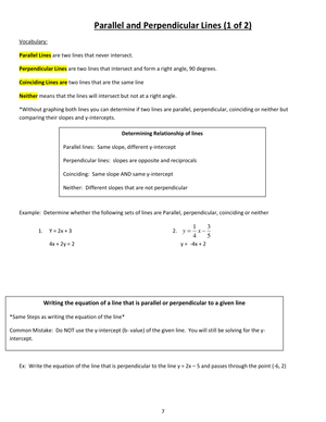 Parallel and Perpendicular Lines