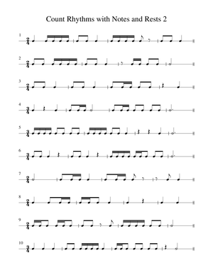 Count Rhythms with Notes and Rests Worksheet