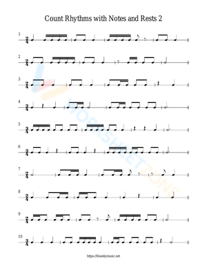 Count Rhythms with Notes and Rests Worksheet