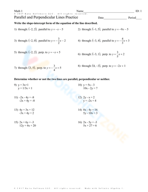 Practice with Parallel and Perpendicular Lines
