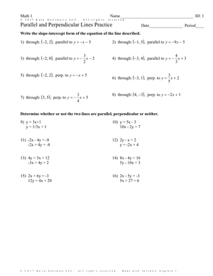 Practice with Parallel and Perpendicular Lines