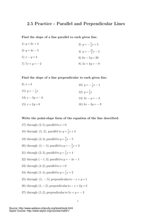 Practice Parallel and Perpendicular Lines