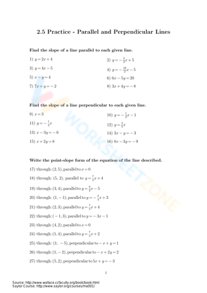 Practice Parallel and Perpendicular Lines