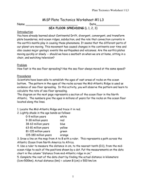 Sea Floor Spreading: Science Worksheet