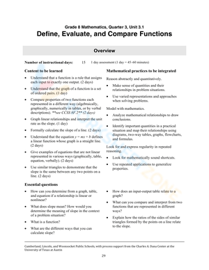 Define, Evaluate, and Compare Functions