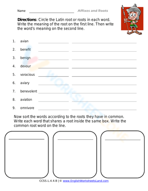 Learn Latin Affixes and Roots Worksheet
