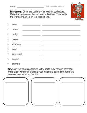 Learn Latin Affixes and Roots Worksheet