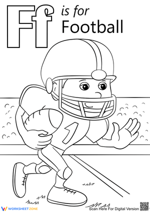 Letter F is for Football — Printable Kindergarten Worksheet