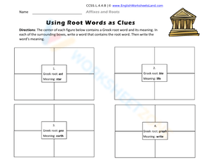 Using Root Words as Clues - Worksheet