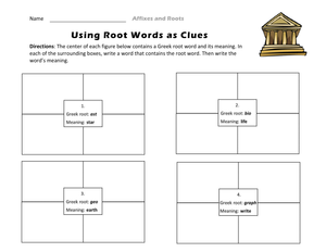 Using Root Words as Clues - Worksheet