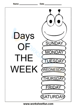 Worksheet on Weekdays