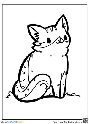 Waiting Kitten Coloring Page