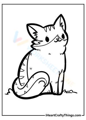 Waiting Kitten Coloring Page