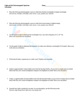 Light and the Electromagnetic Spectrum
