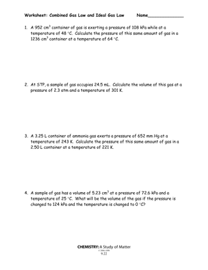 Combined and Ideal Gas Law