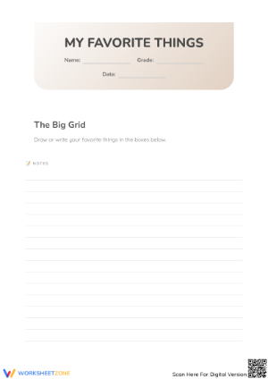 My Favorite Things Worksheet for Kids
