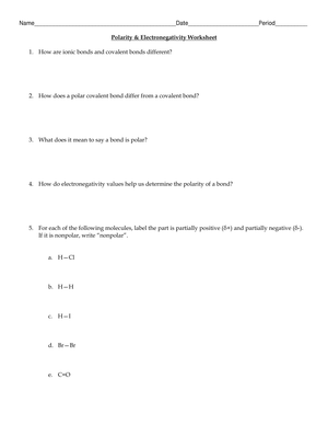 Polarity and Electronegativity in Chemical Bonds
