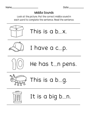 Middle Sounds Identification Practice