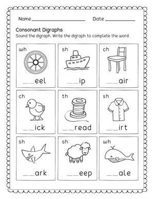 Phonics Practice: Consonant Digraph Worksheet
