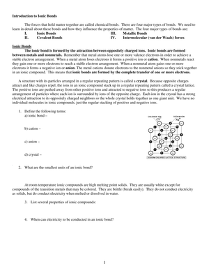 Mastering Ionic Bonds: Practice Worksheet