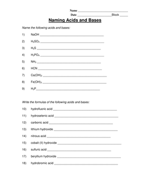 Naming Acids and Bases