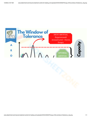 Window of Tolerance 2 Worksheet