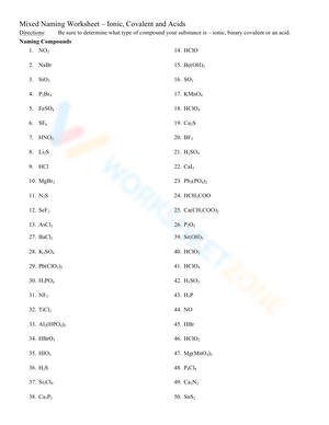 Practice Naming Acids
