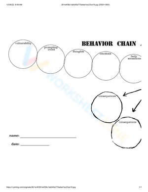 Worksheet: Behavior Chain Analysis Template