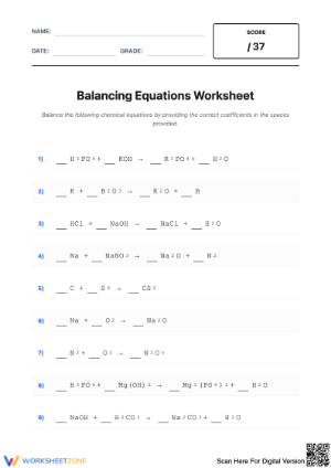 Practice Balancing Chemical Equations