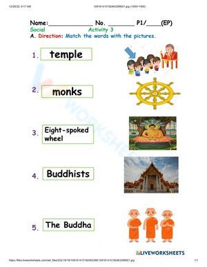 Buddhism Activity Worksheet