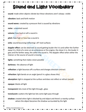 Sound and Light Vocabulary