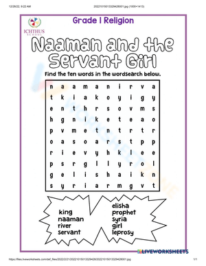 Naaman Worksheet: Exploring Religious Figures