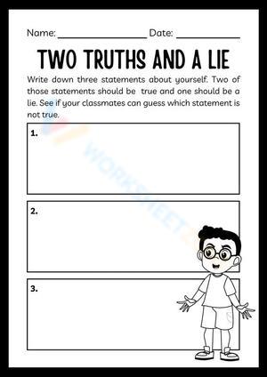 Two Truths and a Lie Game Worksheet