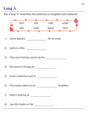 Identifying Long A Words from the Box