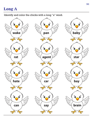 Identifying and Coloring Long A Words