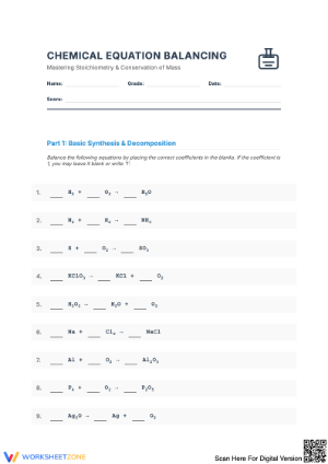 Balancing Chemical Equations Practice