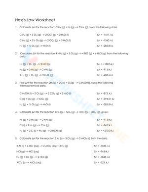 Hess's Law Practice Problems