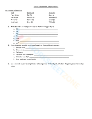 Dihybrid Cross Practice Problems