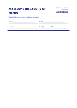 Maslow's Hierarchy of Needs Worksheet
