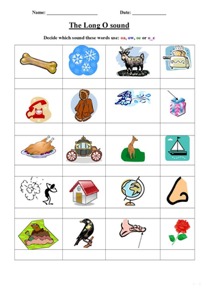 Long O Sound Worksheet: Printable Phonics Practice